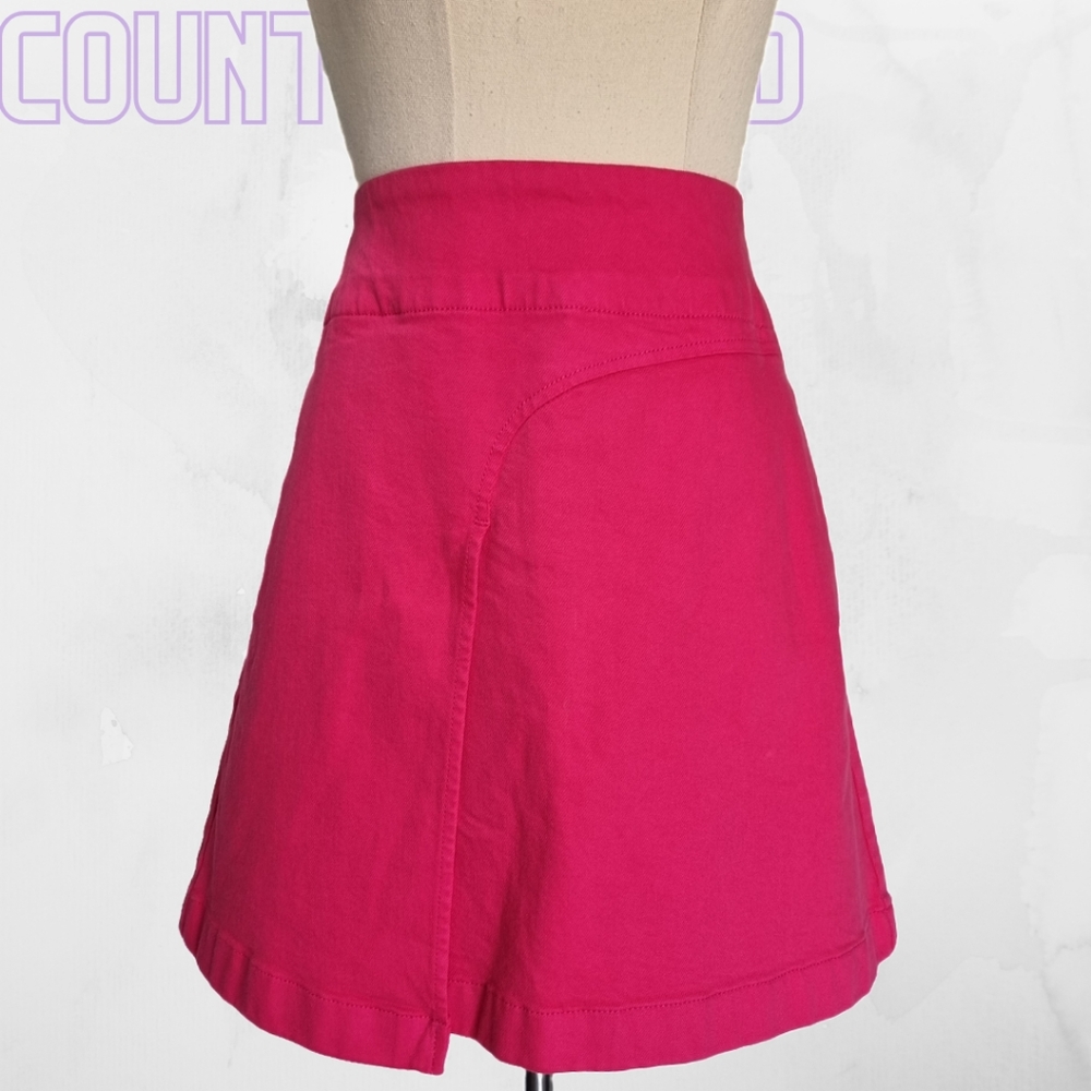 Country Road Hot Pink Cotton Faux Wrap A-Line Mini Skirt Y2K Size 10 - Picture 1 of 7